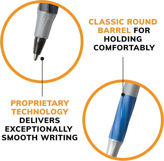 BIC Round Stic Grip Xtra Comfort Blue Ballpoint Pens, Medium Point, 36-Count - Image 7