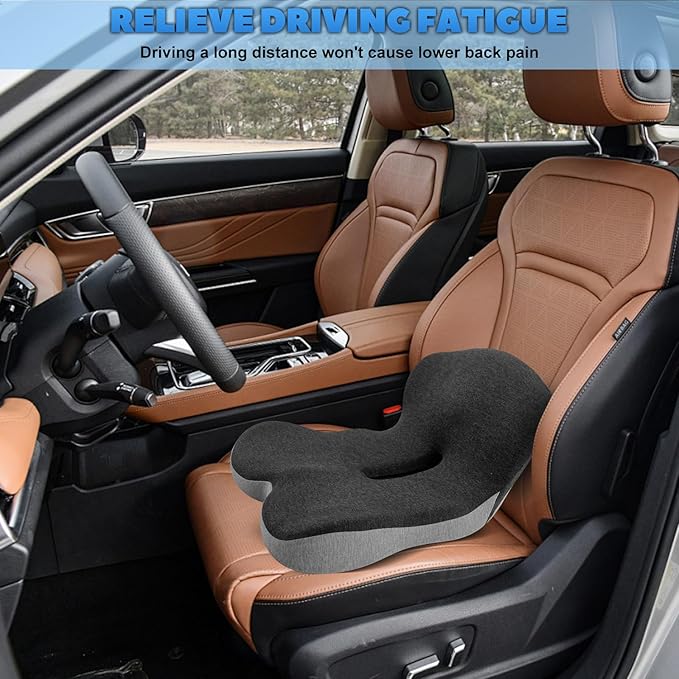 Buttocks Cushion for Office Chair Memory Foam Seat Pad for Butt Support Tailbone Relief Ergonomic Chair Cushion for Home Car Travel or Work (Blue and Gray Patchwork Color)-DeskLoop Office