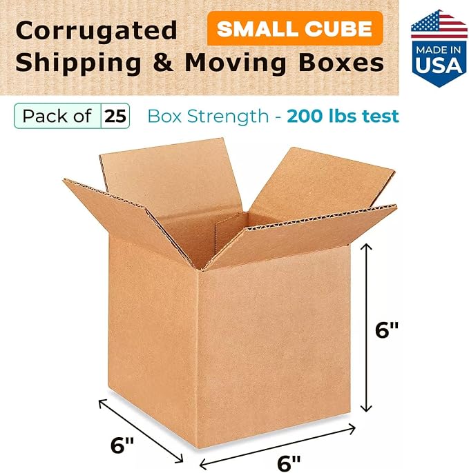 IDL Packaging B-666-25 Packaging Cube Corrugated Shipping Boxes 6"L x 6”W x 6"H - Image 2