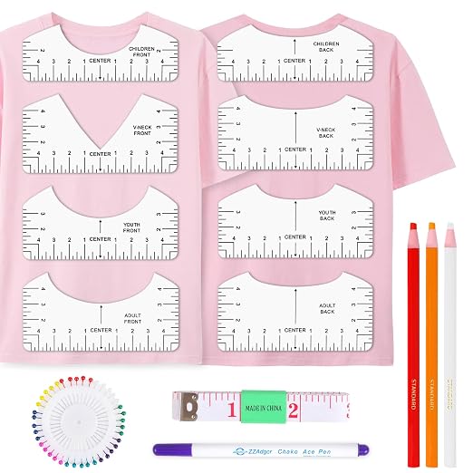 Phinus Tshirt Ruler 8P, V-Neck/Round T-Shirt Ruler Guide by Phinus