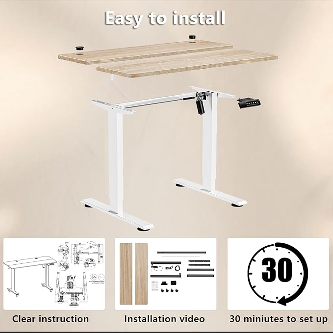 Himimi Electric Standing Desk 48 x 24 inch for Home Office,Sit-Stand Adjustable Desk with Memory Presets,Height Adjustable Desk for Gaming/Working,Free Hook, Lockable Wheels,Oak-DeskLoop Office