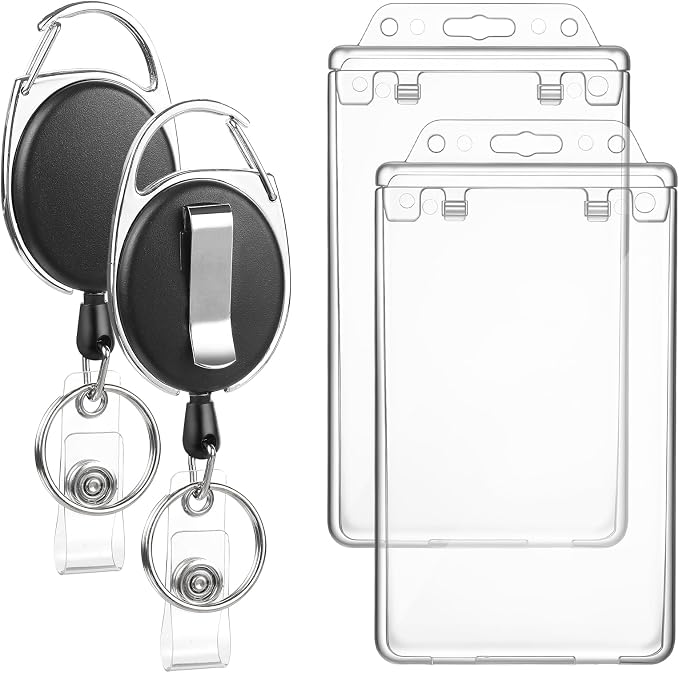 2 Pack Badge Holder Retractable Clip Heavy Duty Reels by BESARME