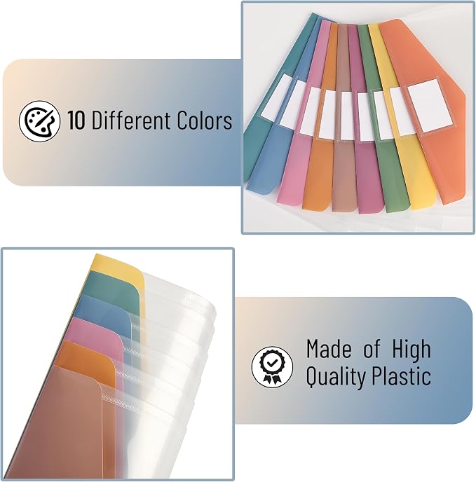 Mr. Pen- Clear Plastic Envelopes File Folders, 10 Pack, Letter Size | Colorful - Image 5