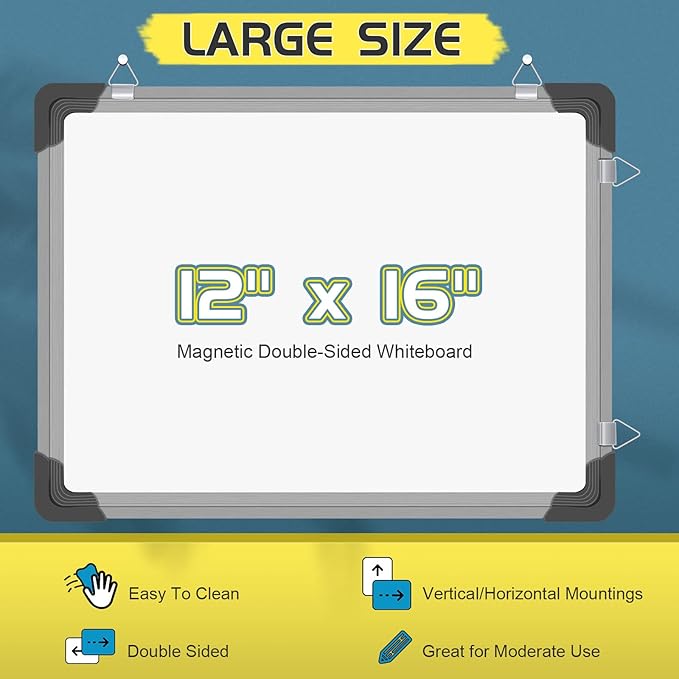 Dry Erase Calendar Whiteboard for Wall, Polegas 16" X 12" Magnetic White Board Board, Small Wall Monthly Double Sided Boards Student, Home, Office (White)-DeskLoop Office