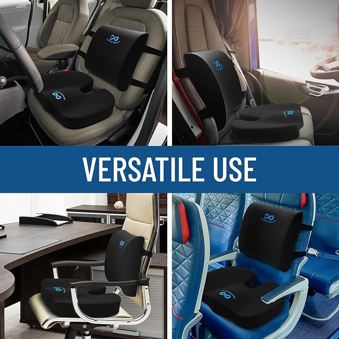 Everlasting Comfort Doctor Recommended Memory Foam Seat Cushion for Office Chairs & Car Seat - Ergonomic Office Desk Accessories for Tailbone Pain Relief, Sciatica & Back Support-DeskLoop Office