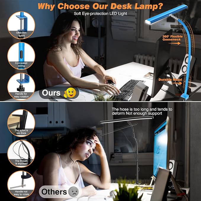 Airlonv LED Desk Lamp for Office Home, Eye-Caring Desk Light - Image 4