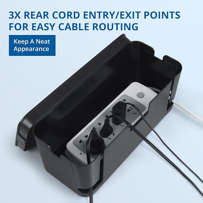 ZhiYo Cable Management Box, Power Strip Organizer, 2 Pack, Hidden Rear Cable - Image 3