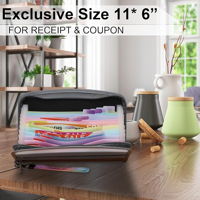 NAFY Small Accordian File Organizer, A5 Check Size 13 Pockets Coupon Receipt - Image 2