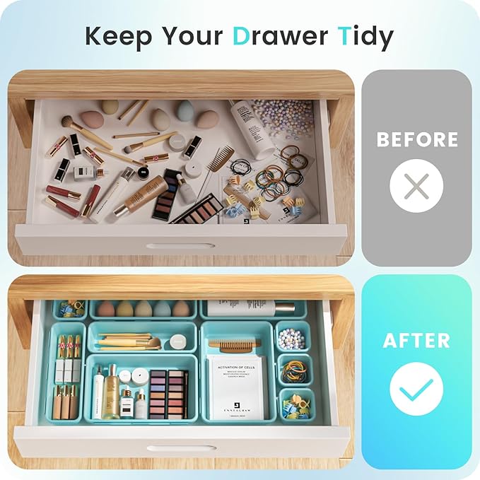 A-LuGei 【】 【】 BlueGreen Drawer Organizer, Makeup organizer - Image 4