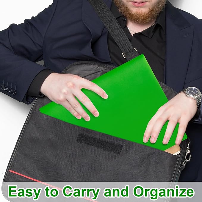 12-Pack Plastic Folders with Pockets,2-Pocket Poly Folders Holds 8-1/2" x 11" Paper for School/Office/Home, Green