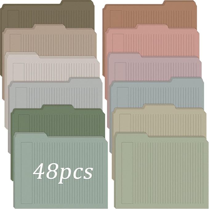 Cholemy 48 Pack Manila Lined Decorative File Folders, Letter Size, 1/3 Cut Tab by Cholemy
