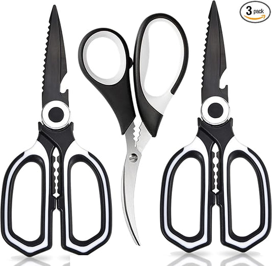 OMDAR 3-Pack Titanium Coated Kitchen Scissors – Rust-Resistant, Includes by OMDAR