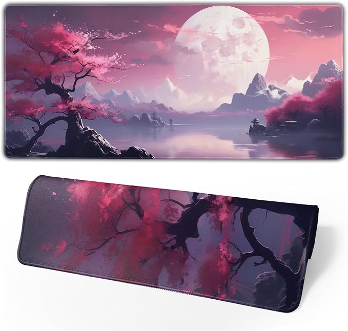Watercolor Japanese Large Gaming Mouse Pad, Japanese Mouse Pad 31.5 x 11.8 in by Brecoy