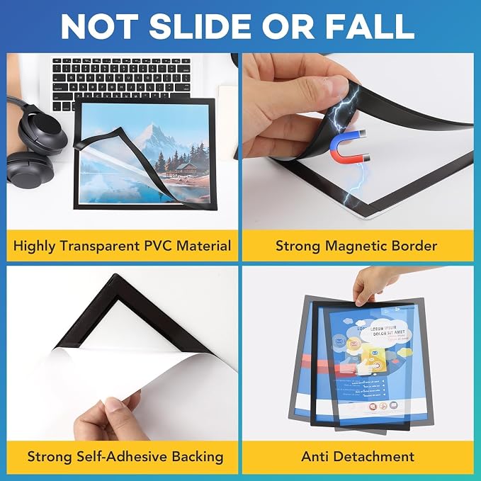 YixangDD 55 Pack Magnetic Sign Holder 8.5 x 11, Self-Adhesive Magnetic Wall - Image 4