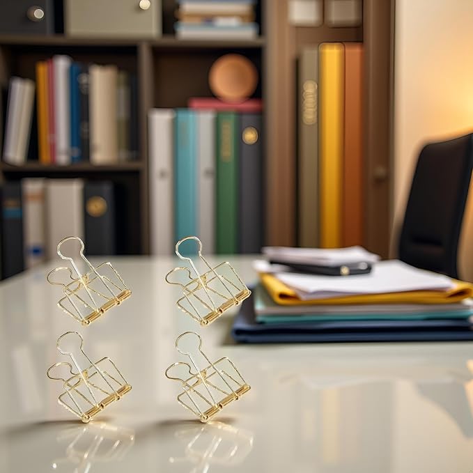 4Pcs Gold Hollow Out Long Tail Wire Binder Clips Paper Binder Clip Large Binder - Image 4
