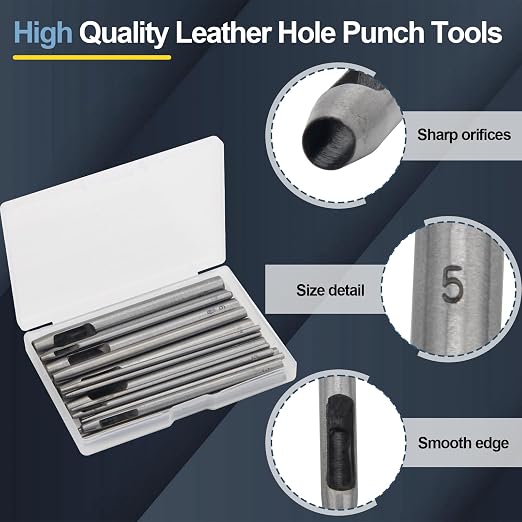 17 Pcs Round Leather Hole Punch Tool 0.5-7mm, Boyistar Metal Hollow Hole - Image 3
