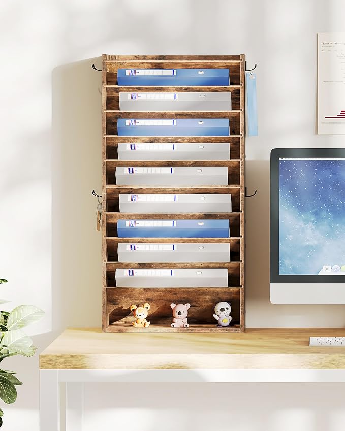 CHOEZON Wall File Organizer, 10-Tier Hanging Mail Organizer, Wall Mount File - Image 6