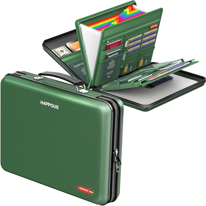 Fireproof Document Organizer, Fireproof Document Box | Portable Hard-Shell by HAPPOUS