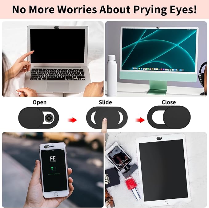 Yilador Webcam Cover, 0.03 inch Ultra Thin Laptop Camera Cover Slide - Image 6