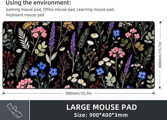 Rinaze Large Gaming Mouse Pad, Extended Mousepad - Image 2