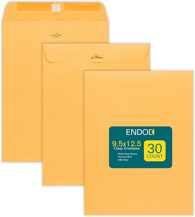 Clasp Envelopes – 9.5x12.5 Inches Brown Kraft Catalog Envelopes Letter Size by EnDoc