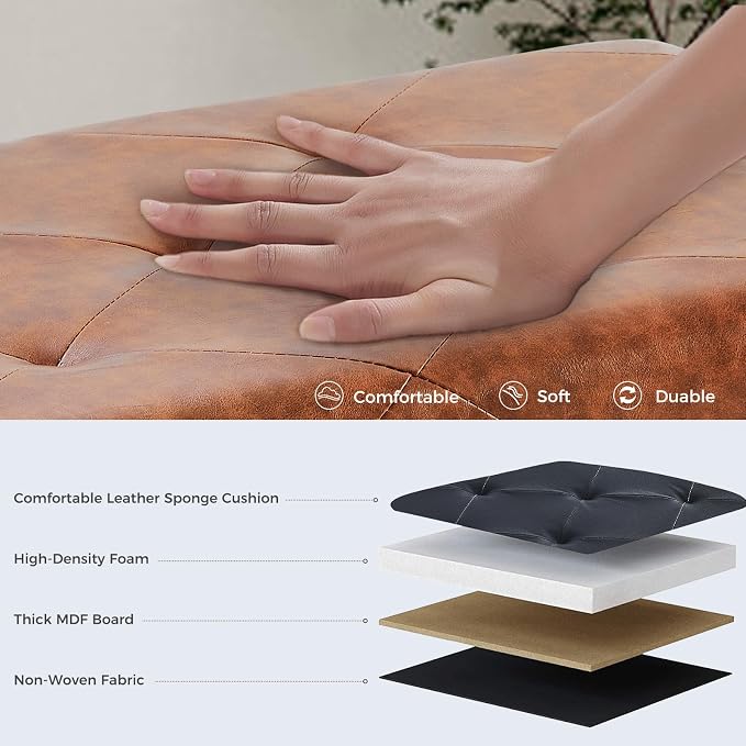 DUMOS Foldable Storage Ottoman Bench 43in, Foot Rest Stool, Synthetic Leather - Image 5