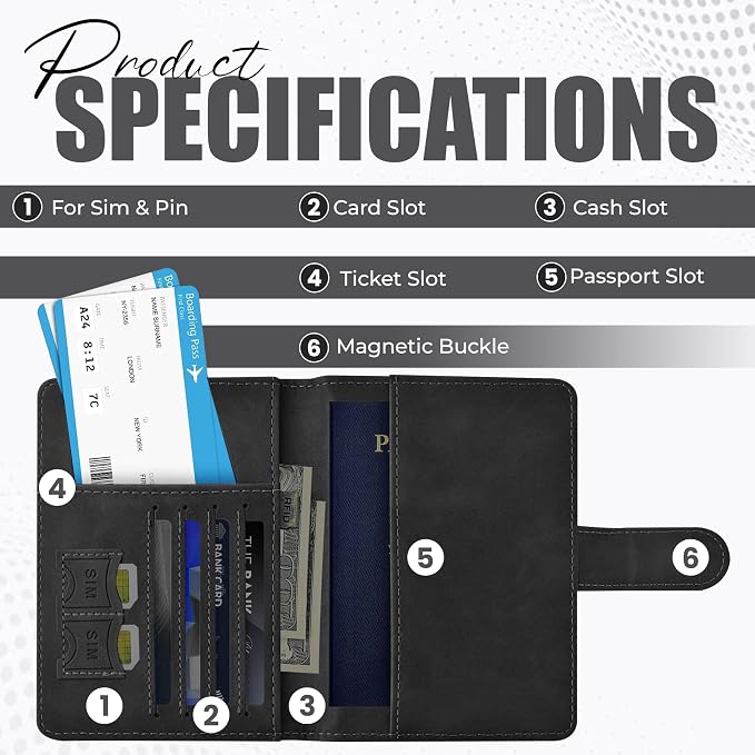 Passport Holder for Travel Essentials, Passport Wallet Cover Case for Travel - Image 2