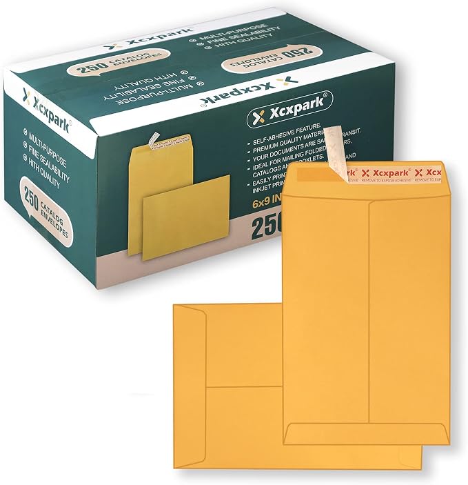 Xxcxpark 250 PCS 6x9 inches Security Catalog Envelopes Printable Self Seal by Xxcxpark
