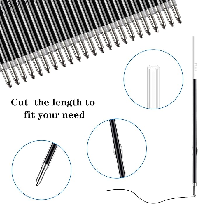 JANYUN 100 Pieces Ink Pen Refills Replaceable, 0.7mm Black Ballpoint Pen - Image 3