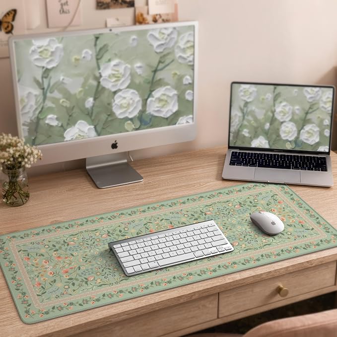 iCasso Aesthetic Floral Desk Mat, L Mouse Pads, Anti-Slip Mousepad - Image 8