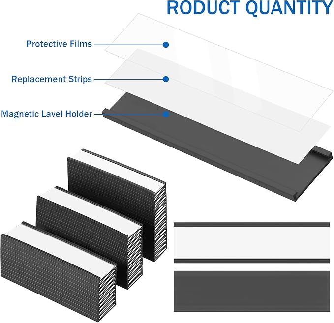 Outus 100 Pack Magnetic 'c' Channel Label Holders 3" x 0.8" Magnetic Labels - Image 5