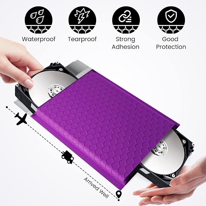 Fuxury 500 Pack Purple Bubble Mailers 6x10 Inch, Small Bubble Shipping - Image 7