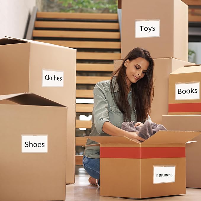 44 Pack Storage Bins Labels, 4x6 Photo Sleeves, Plastic Adhesive Pockets - Image 5