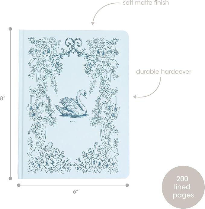 Pearhead Hardcover Journal Notebook 6x8 – Blue Swan College-Ruled Writing - Image 4