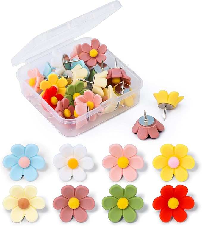 Decorative Cute Push Pins for Bulletin Board, Thumb Tacks, Cork Board Desk Wall by krastmon