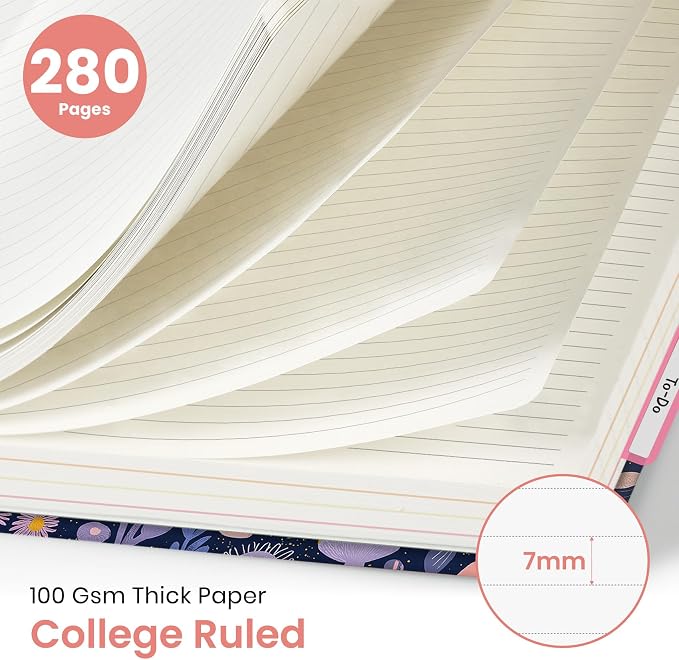 Large Lined Spiral Journal for Women Cute Hardcover 5 Subject Notebook for Work - Image 2