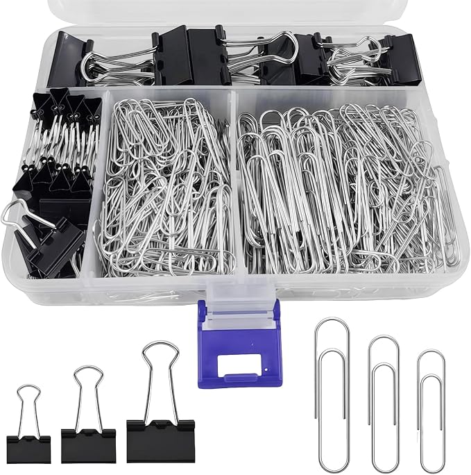 Binder and Paper Clips Set, Office Supplies by HIQU+and+HIST