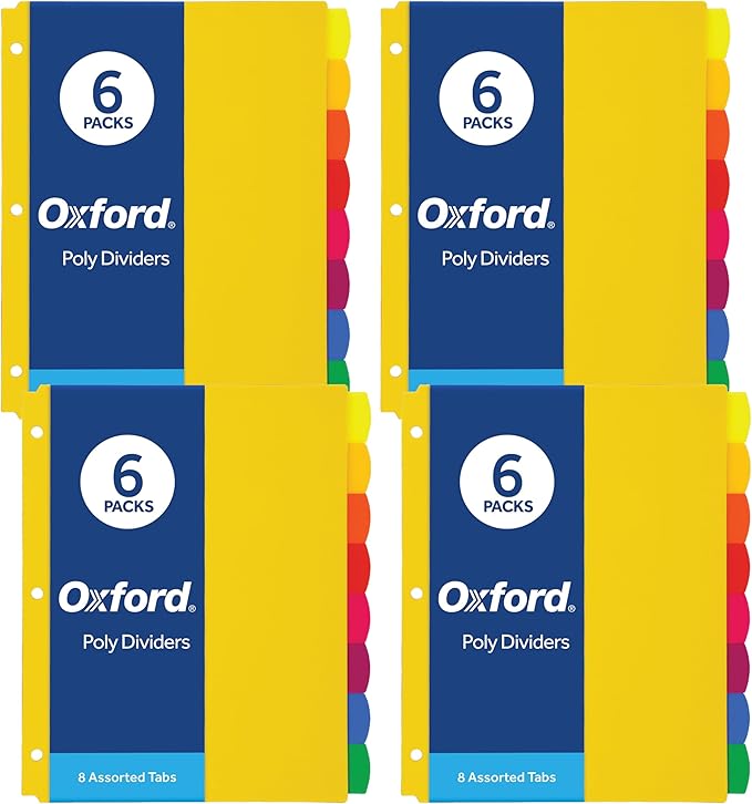 Oxford Plastic Binder Dividers for 3 Ring Binder, Durable Plastic-Binder Divider by Oxford
