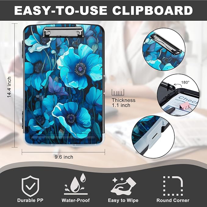 Clipboard with Storage, Storage Clipboard with Pen Holder, Heavy Duty Plastic - Image 2