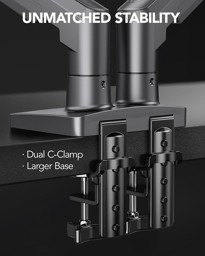 HUANUO Dual Monitor Stand, Fully Adjustable Monitor Desk Mount - Image 4