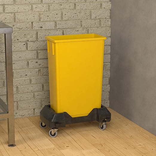 23 Gallon Yellow Slim Jim Trash Can with Dolly-DeskLoop Office
