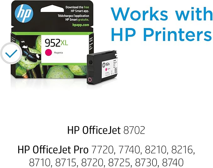 HP 952XL Magenta High-yield Ink Cartridge | Works with HP OfficeJet 8702, HP OfficeJet Pro 7720, 7740, 8210, 8710, 8720, 8730, 8740 Series | Eligible for Instant Ink | L0S64AN-DeskLoop Office