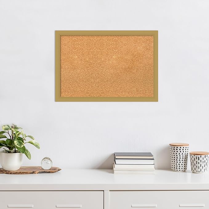 Amanti Art Natural Cork Board for Wall, 18x26 Vision Board with Gold Frame, Medium Corkboard Office Decor for Home Organization, Casual Corkboard Pinboard to display items for home organization-DeskLoop Office