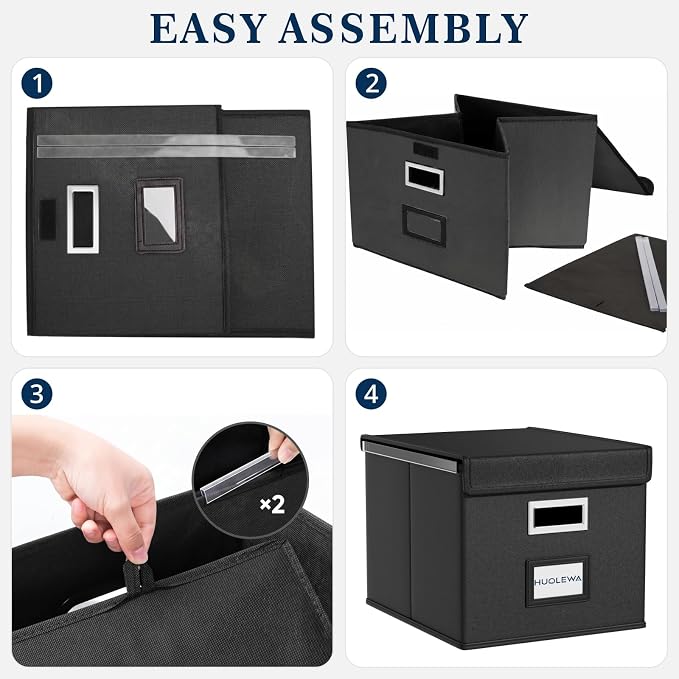 File Organizer Box with Lid, Collapsible File Folder Organizer - Image 7