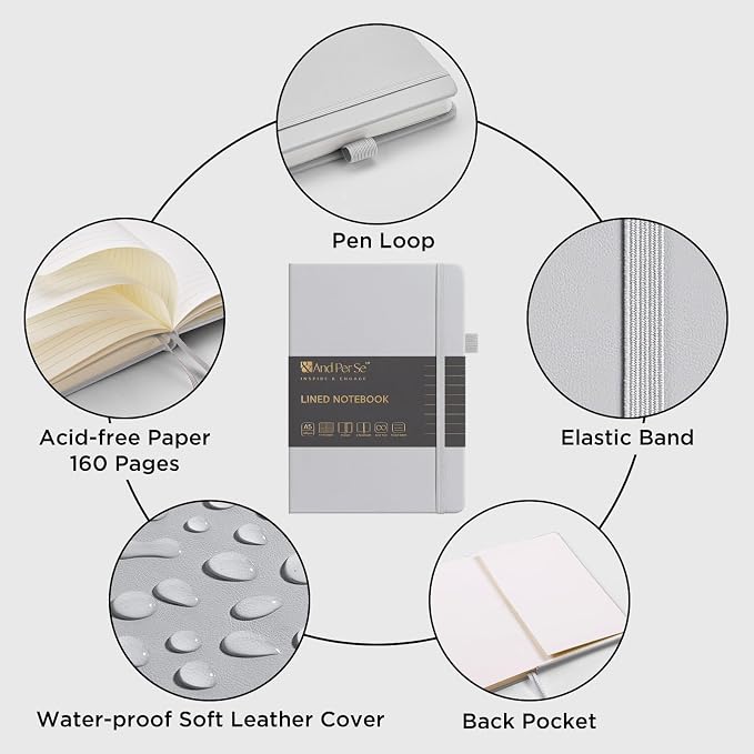 &And Per Se Lined Journal Notebook, 160 Pages, A5 5.7 x 8 inches College Ruled - Image 4