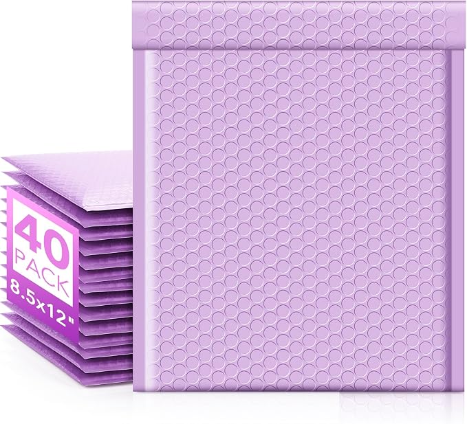 Fuxury Bubble Mailers 8.5x12" 40 Pack Large Bubble Envelopes Usable 8.5x11" by Fuxury