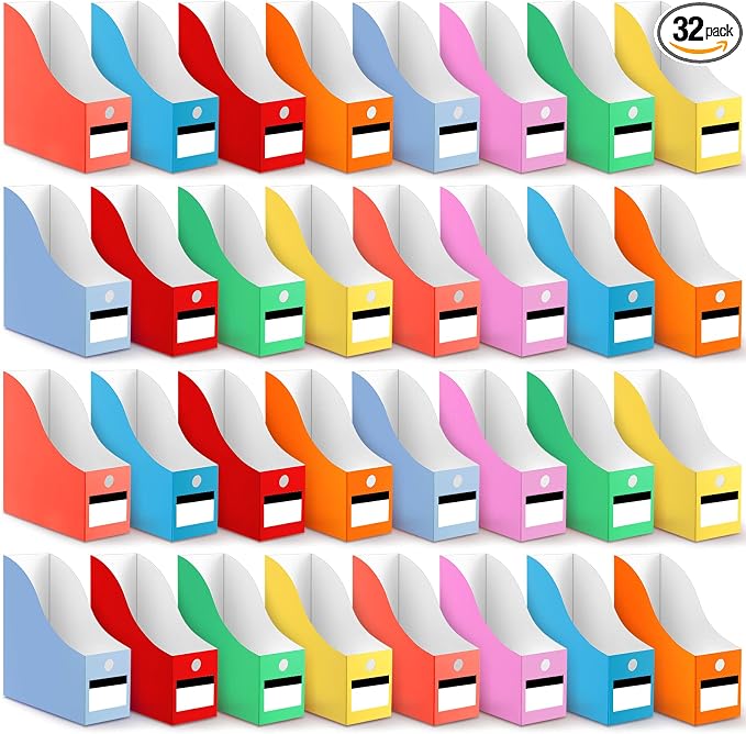 Jutom 32 Pcs Magazine File Holder Set Including Colored Foldable Desk File by Jutom