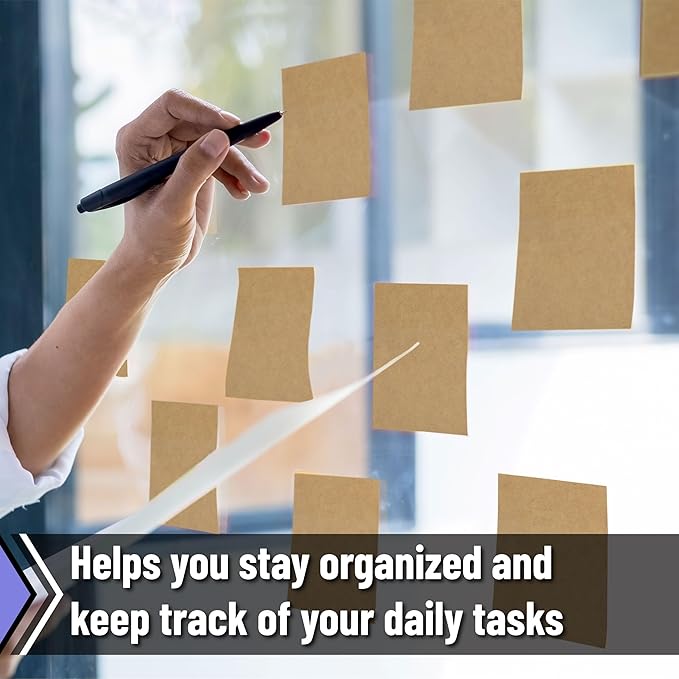 Mr. Pen- Kraft Sticky Notes, 3”x3”, 12 Pads, Self-Stick Note Pads, Brown, Craft Paper 3x3 Sticky Notes-DeskLoop Office