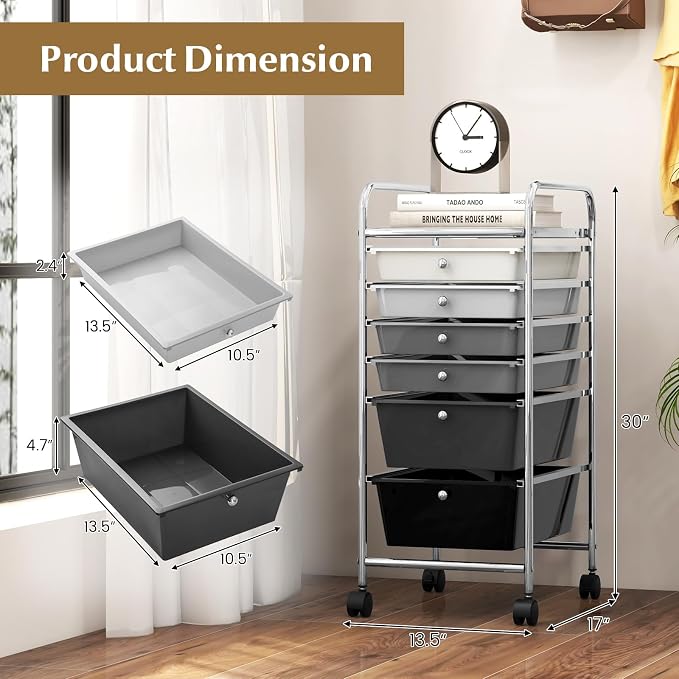 RELAX4LIFE 6-Drawer Rolling Storage Cart - Image 3
