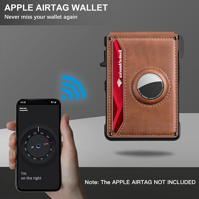KIKVES Airtag Wallet for Men, Mens Smart Wallet for Air Tag RFID Blocking - Image 4